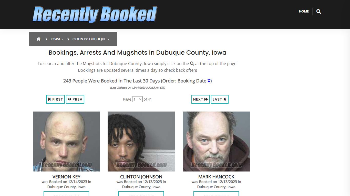 Recent bookings, Arrests, Mugshots in Dubuque County, Iowa